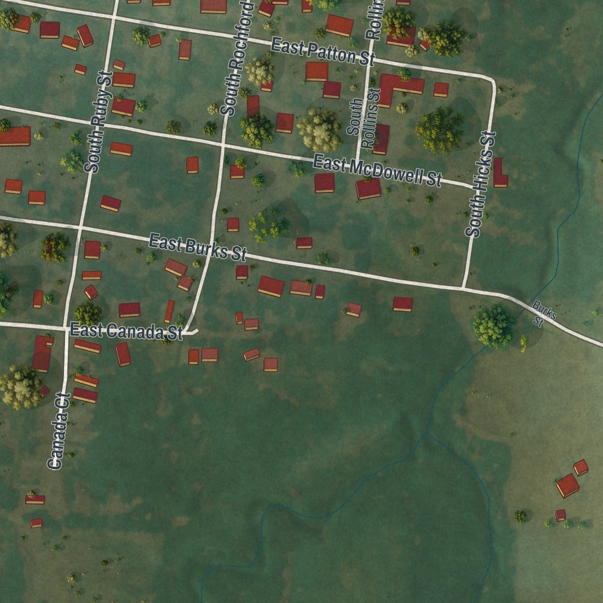 Second close-up of the map of Sturgeon, Missouri print showing more streets and buildings