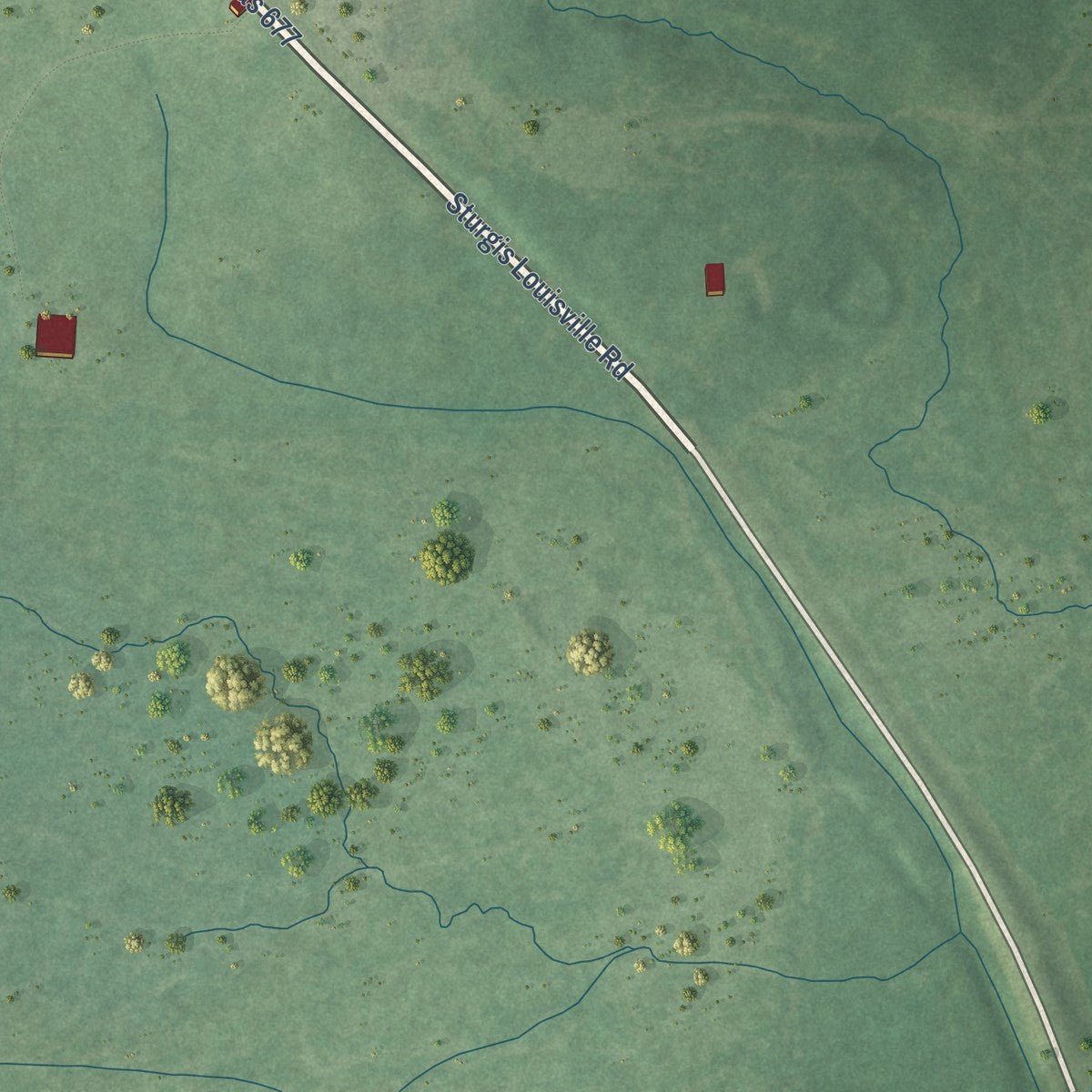Second close-up of the map of Sturgis, Mississippi print showing more streets and buildings