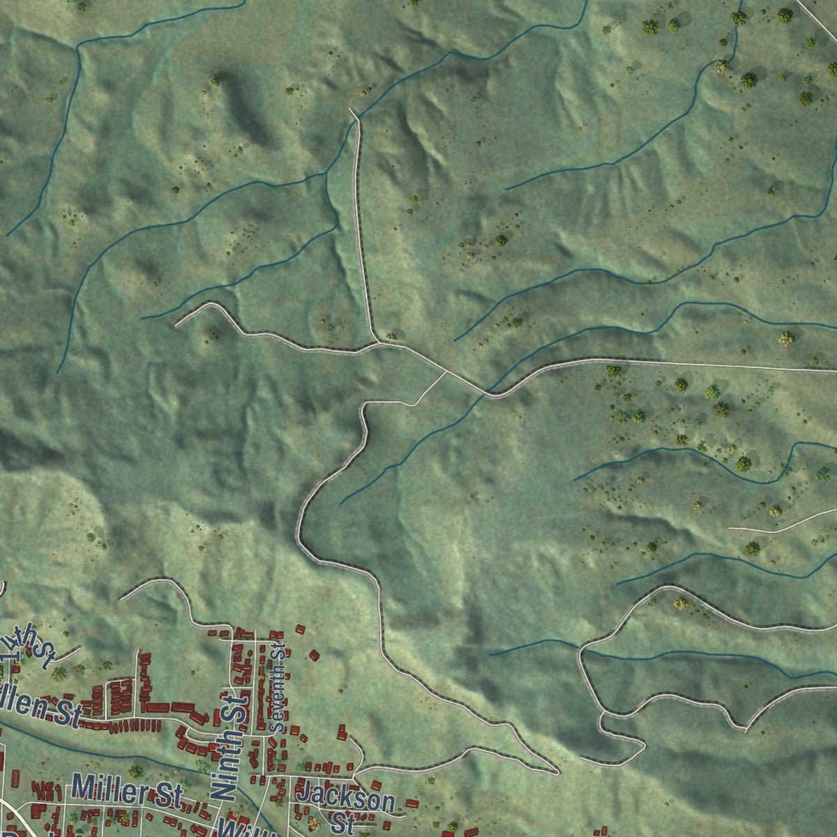 Second close-up of the map of Sturgis, South Dakota print showing more streets and buildings
