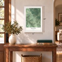 Success, Missouri map, 12 x 18 inch print in a white frame in an entryway