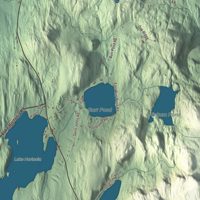 Close-up of the map of Sudbury, Vermont print showing terrain and local geography