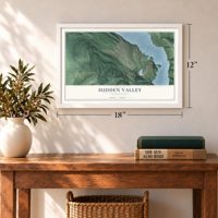 Sudden Valley, Washington map, 12 x 18 inch print in a white frame in an entryway