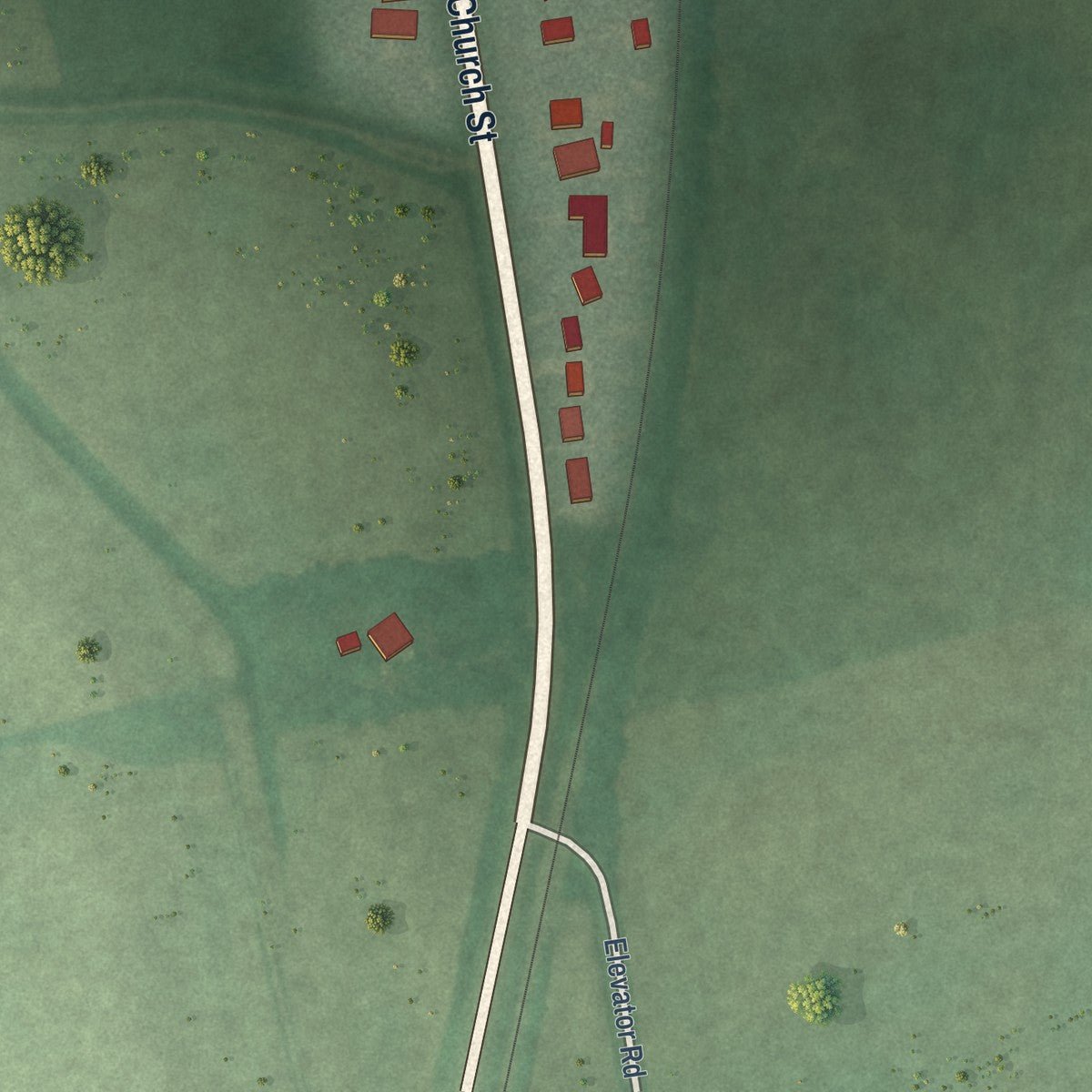Second close-up of the map of Sudlersville, Maryland print showing more streets and buildings