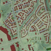 Second close-up of the map of Sudley, Virginia print showing more streets and buildings
