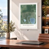 Sugar Bush Knolls, Ohio map, 18 x 24 inch print in a white frame in a home office