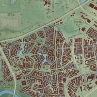 Second close-up of the map of Sugar Land, Texas print showing more streets and buildings