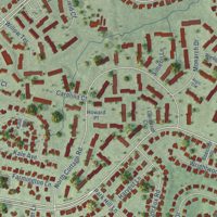 Second close-up of the map of Sugarland Run, Virginia print showing more streets and buildings