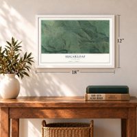 Sugarloaf, Colorado map, 12 x 18 inch print in a white frame in an entryway