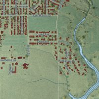 Second close-up of the map of Sullivan, Illinois print showing more streets and buildings