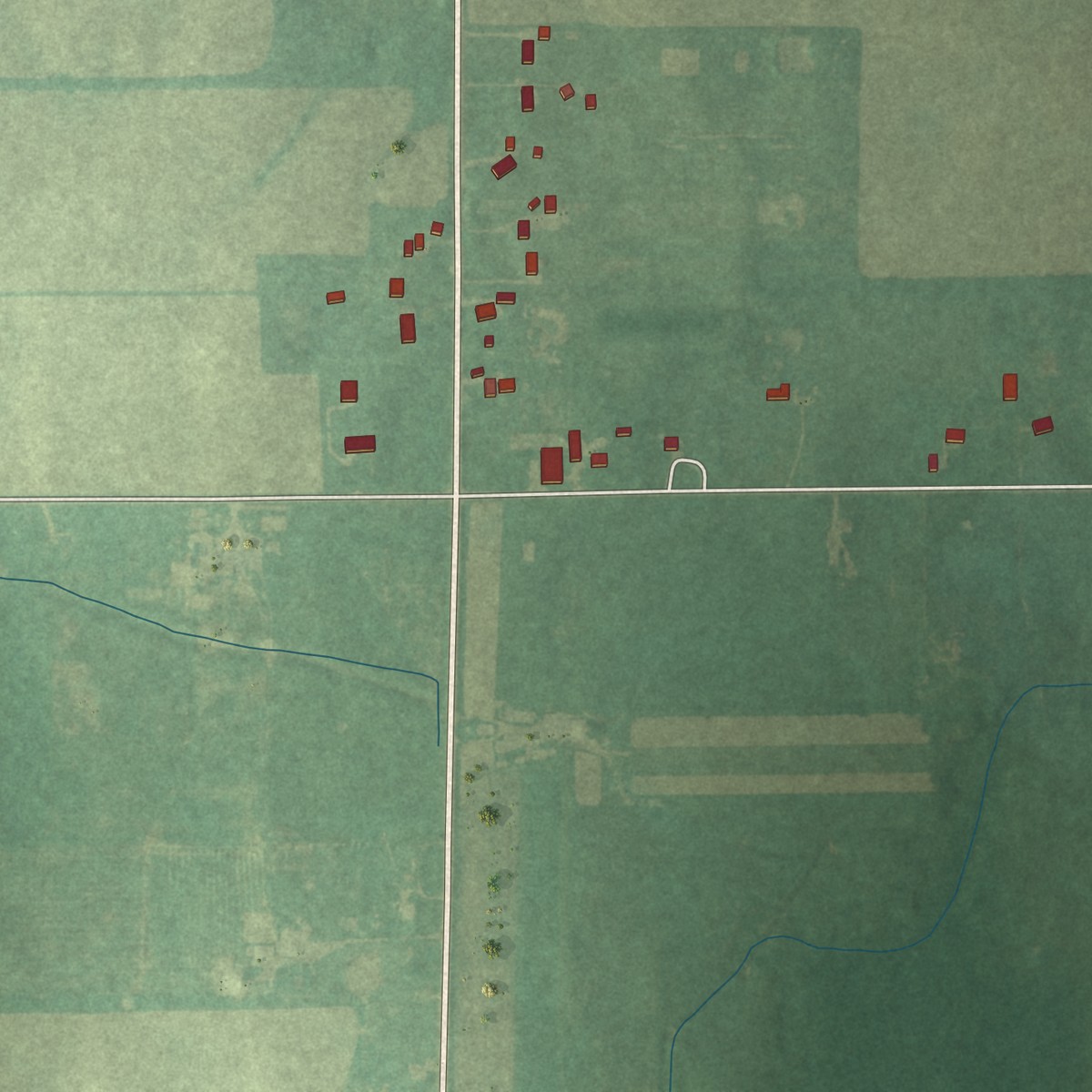 Second close-up of the map of Sullivan, Ohio print showing more streets and buildings