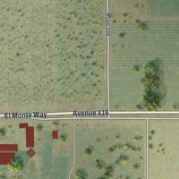 Second close-up of the map of Sultana, California print showing more streets and buildings