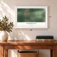 Summerfield, Illinois map, 12 x 18 inch print in a white frame in an entryway