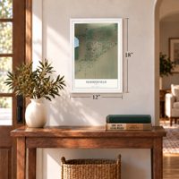 Summerfield, Texas map, 12 x 18 inch print in a white frame in an entryway