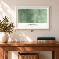 Summerhill, Crawford County, Pennsylvania map, 12 x 18 inch print in a white frame in an entryway