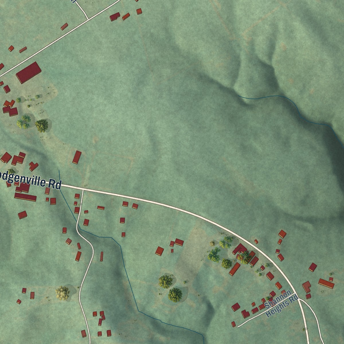 Second close-up of the map of Summersville, Kentucky print showing more streets and buildings