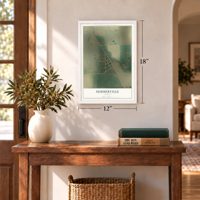 Summerville, Oregon map, 12 x 18 inch print in a white frame in an entryway