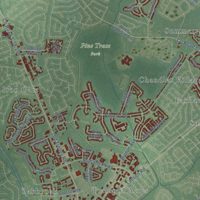 Second close-up of the map of Summerville, South Carolina print showing more streets and buildings