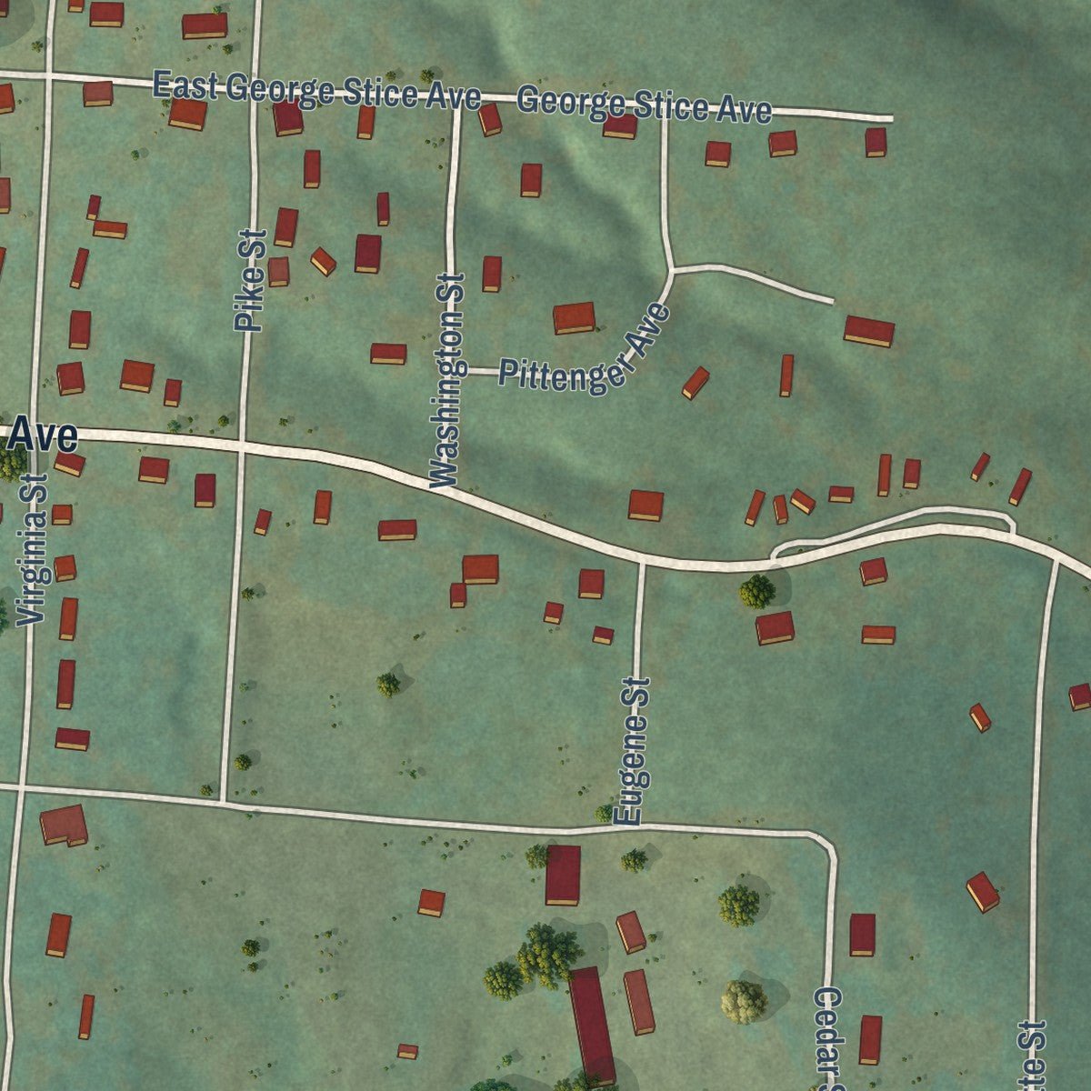 Second close-up of the map of Summit, Arkansas print showing more streets and buildings