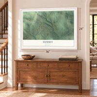Summit, Arkansas map, 24 x 36 inch print in a white frame above a dresser by a staircase