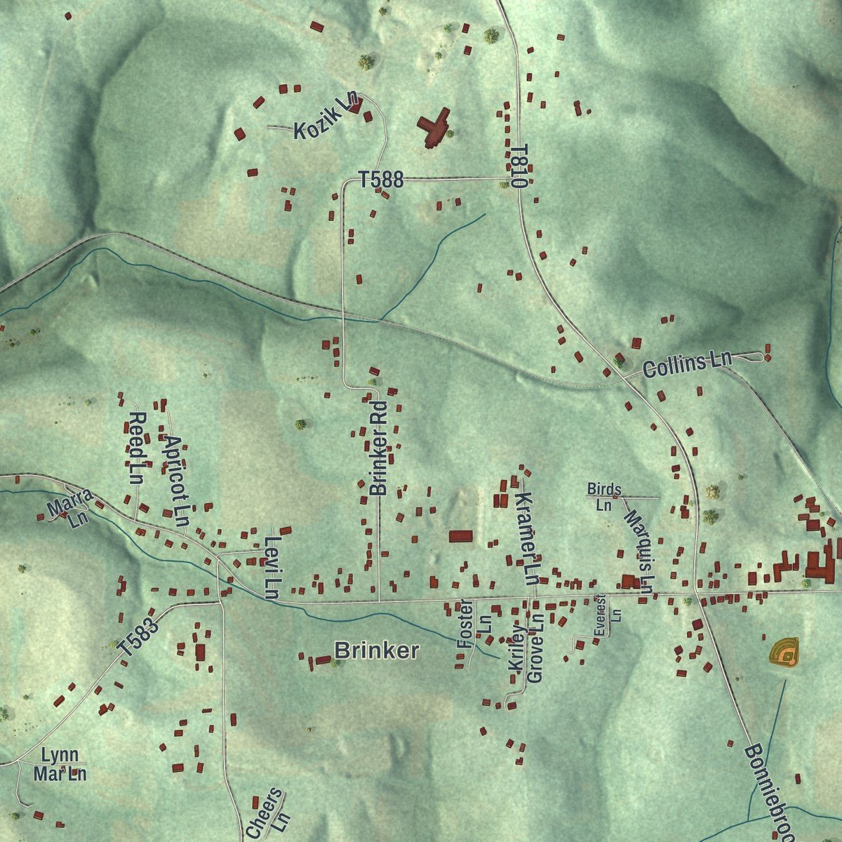 Second close-up of the map of Summit, Butler County, Pennsylvania print showing more streets and buildings