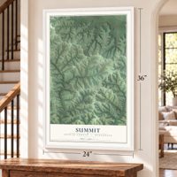 Summit, Juneau County, Wisconsin map, 24 x 36 inch print in a white frame by a staircase