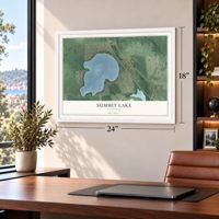 Summit Lake, Wisconsin map, 18 x 24 inch print in a white frame in a home office