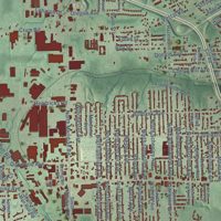 Second close-up of the map of Summit, Ohio print showing more streets and buildings