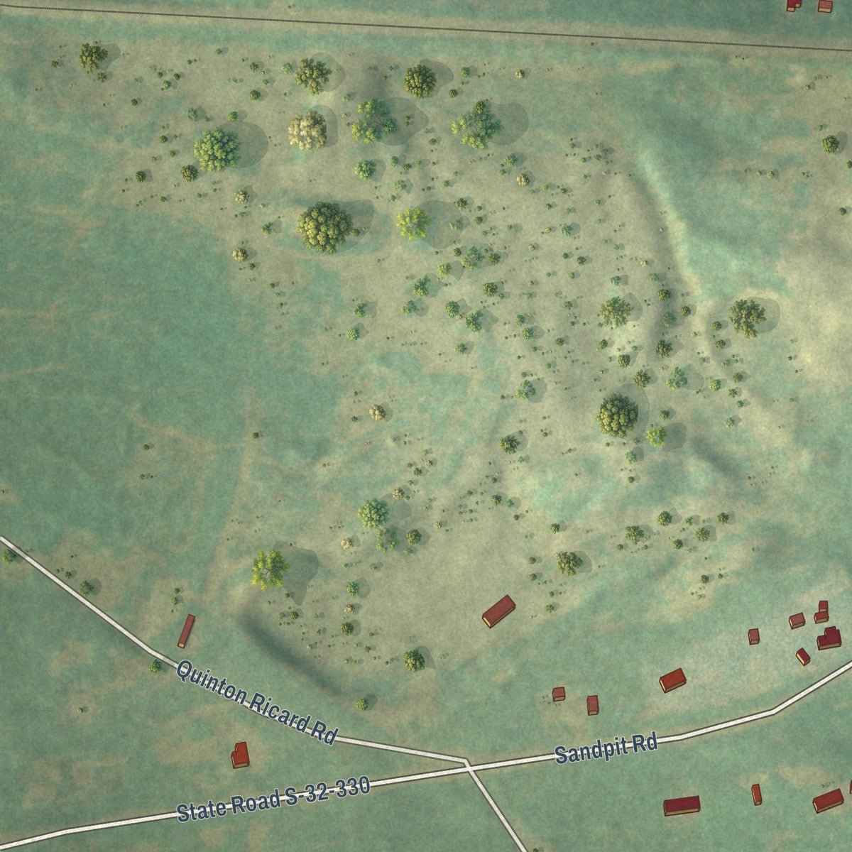 Second close-up of the map of Summit, South Carolina print showing more streets and buildings