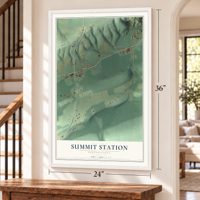 Summit Station, Pennsylvania map, 24 x 36 inch print in a white frame by a staircase