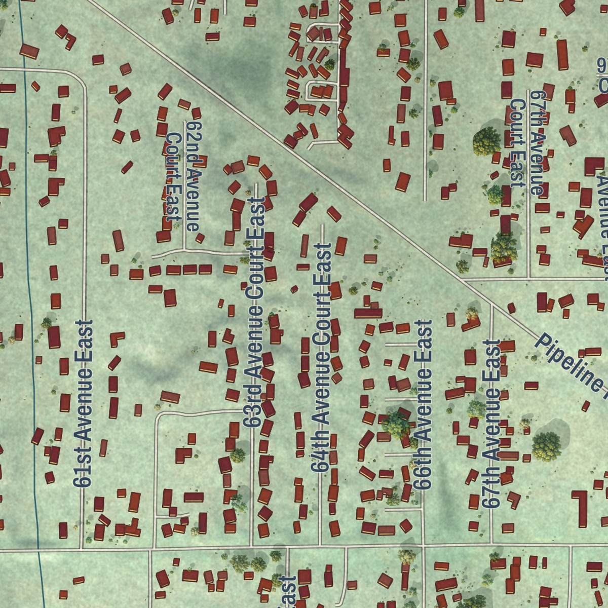 Second close-up of the map of Summit, Washington print showing more streets and buildings