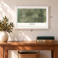 Sumner, Illinois map, 12 x 18 inch print in a white frame in an entryway