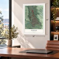 Sumner, Washington map, 18 x 24 inch print in a white frame in a home office