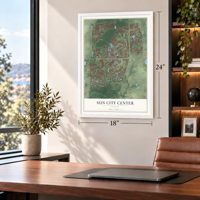 Sun City Center, Florida map, 18 x 24 inch print in a white frame in a home office