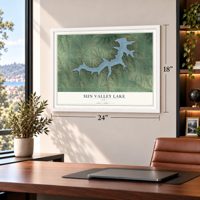 Sun Valley Lake, Iowa map, 18 x 24 inch print in a white frame in a home office