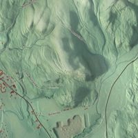 Close-up of the map of Sunderland, Massachusetts print showing terrain and local geography