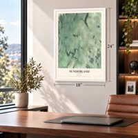 Sunderland, Vermont map, 18 x 24 inch print in a white frame in a home office