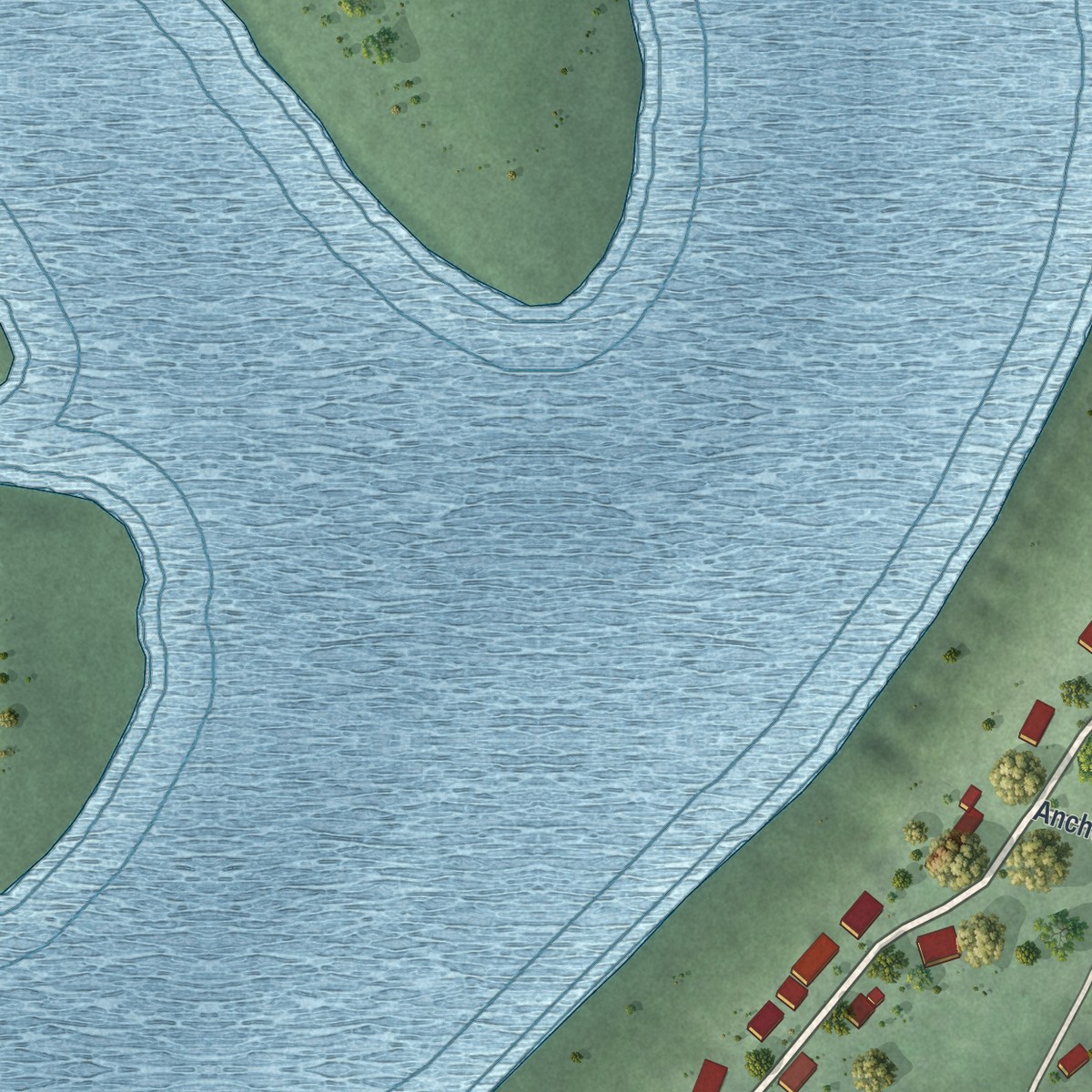 Second close-up of the map of Sundown, Missouri print showing more streets and buildings