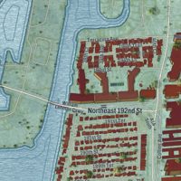 Second close-up of the map of Sunny Isles Beach, Florida print showing more streets and buildings
