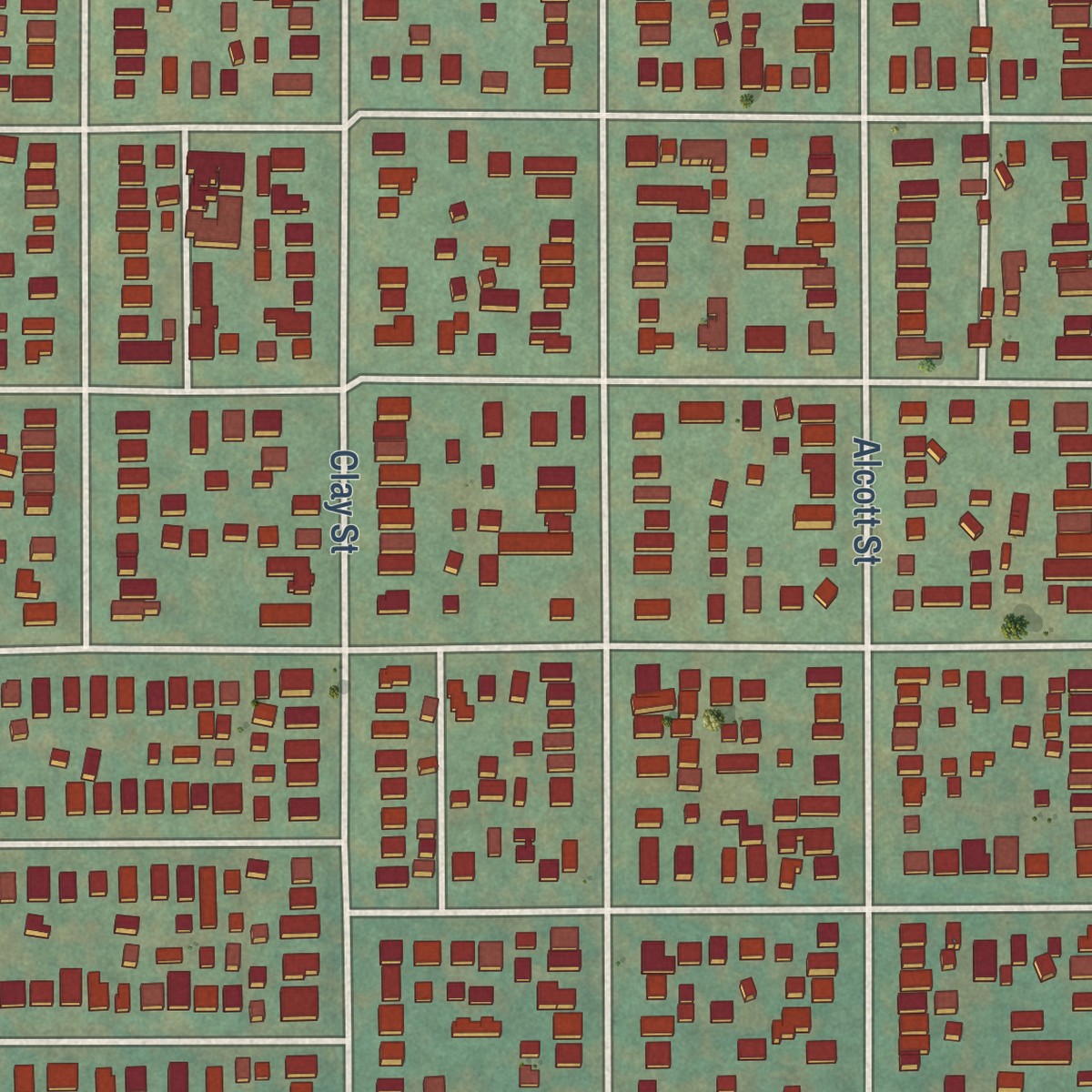 Second close-up of the map of Sunnyside, Colorado print showing more streets and buildings