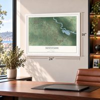 Sunnyside, Georgia map, 18 x 24 inch print in a white frame in a home office