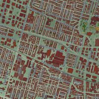 Second close-up of the map of Sunnyvale, California print showing more streets and buildings
