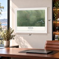 Sunol, Nebraska map, 18 x 24 inch print in a white frame in a home office
