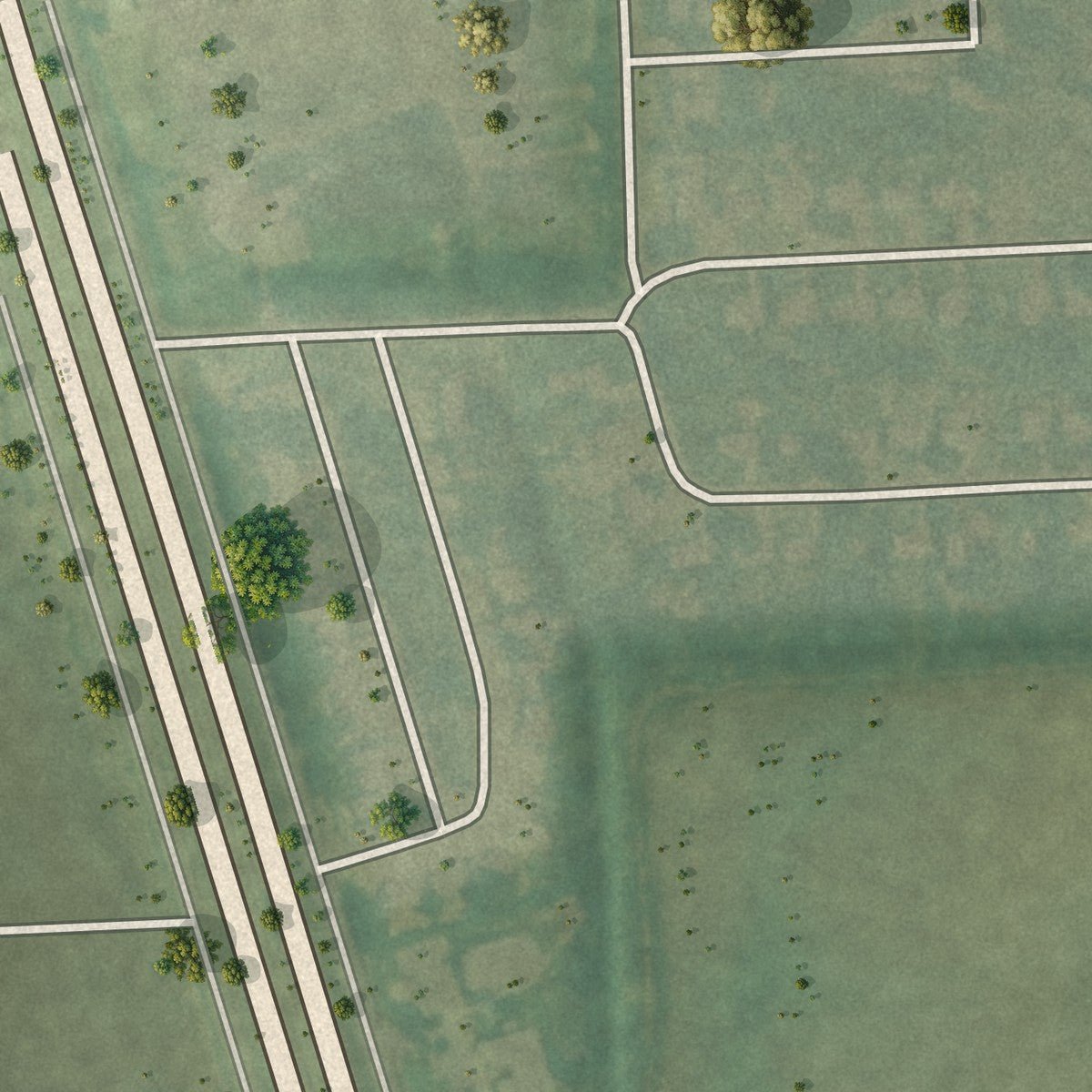 Second close-up of the map of Sunset, Arkansas print showing more streets and buildings