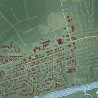 Second close-up of the map of Sunset Beach, North Carolina print showing more streets and buildings