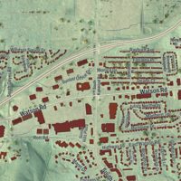 Second close-up of the map of Sunset Hills, Missouri print showing more streets and buildings