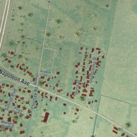 Second close-up of the map of Sunset, Louisiana print showing more streets and buildings