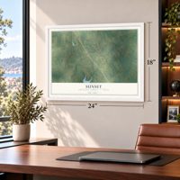 Sunset, Montague County, Texas map, 18 x 24 inch print in a white frame in a home office