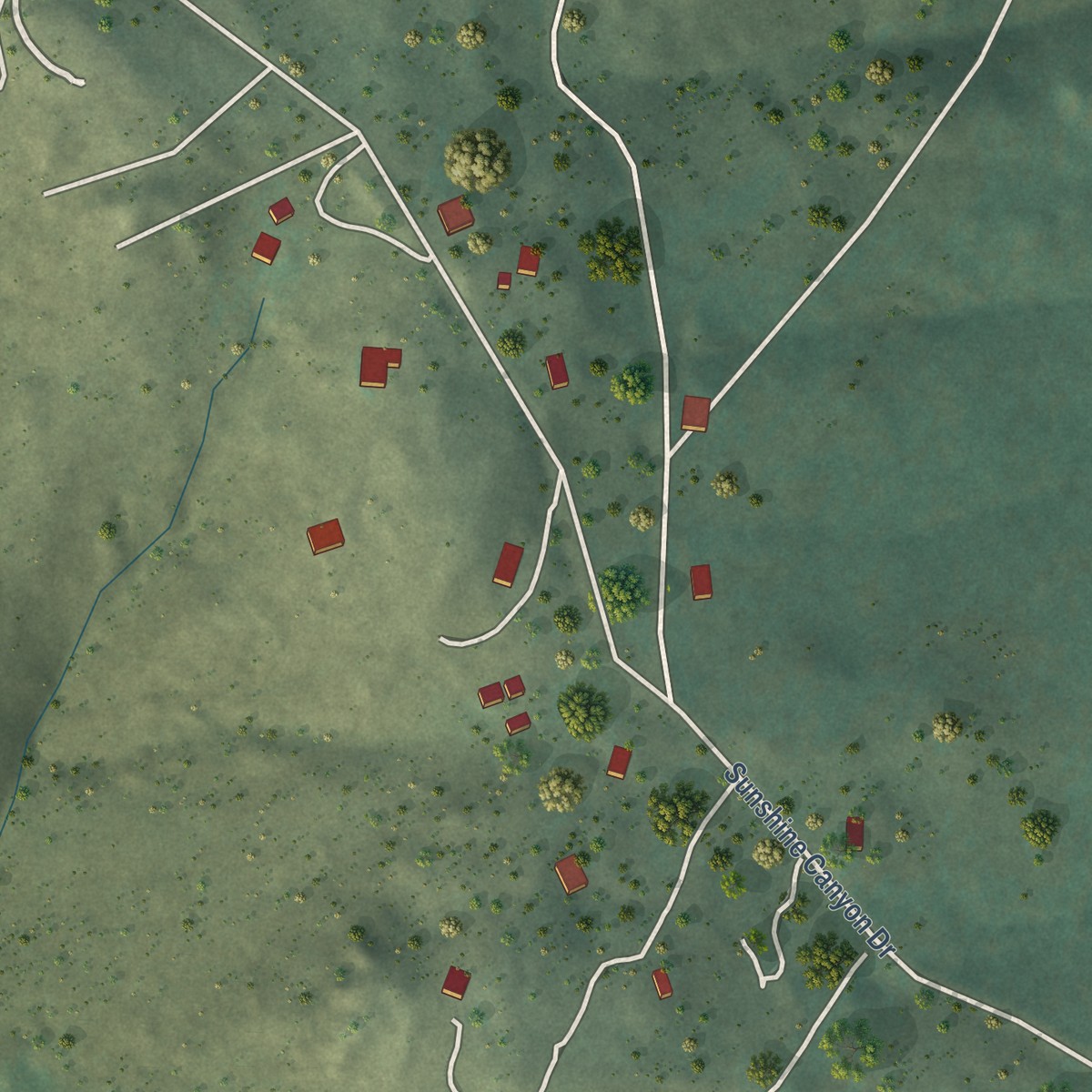Second close-up of the map of Sunshine, Colorado print showing more streets and buildings
