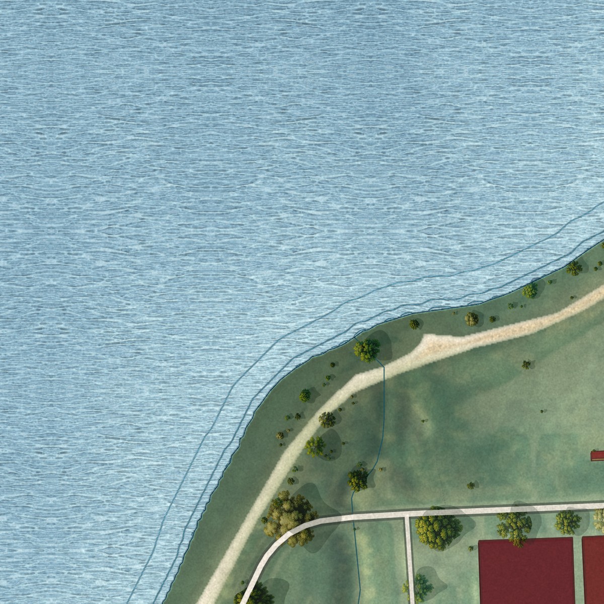Second close-up of the map of SUNY Oswego, New York print showing more streets and buildings