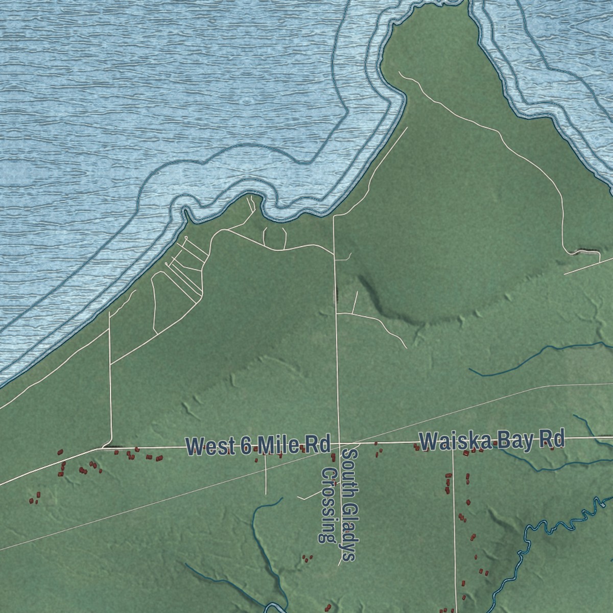 Second close-up of the map of Superior, Chippewa County, Michigan print showing more streets and buildings
